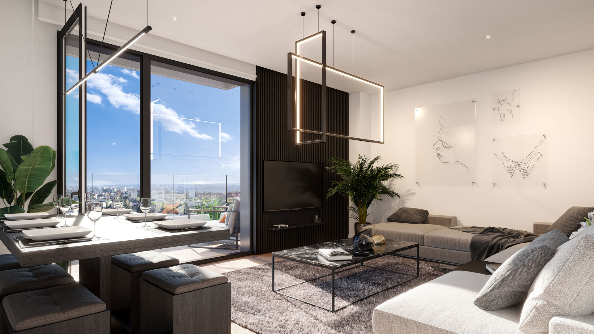 Interior 3-bedroom lounge area with views towards the Dehesa de la Villa.