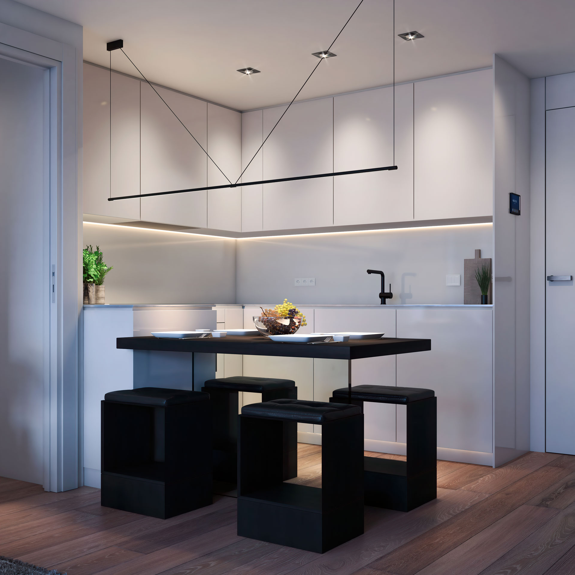 Cocina vivienda 1 dormitorio con isla central