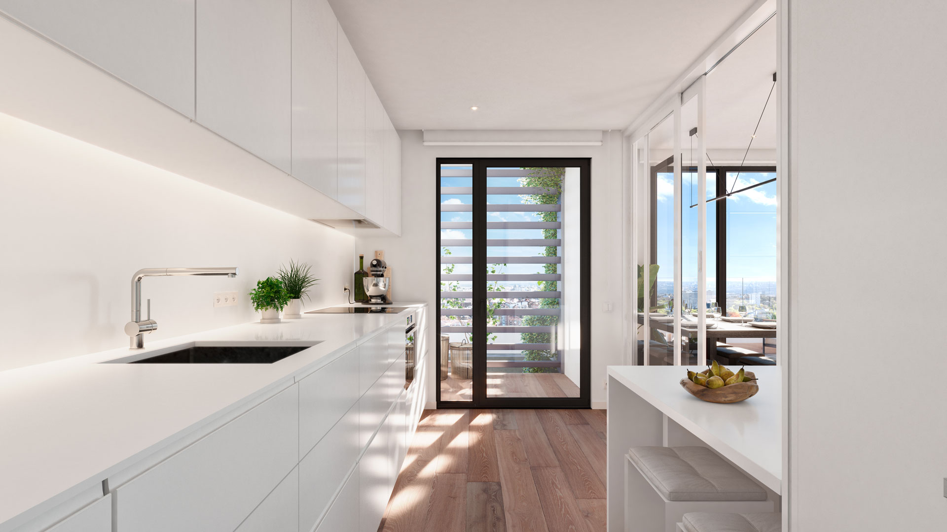 3-bedroom residence kitchen with washing space.