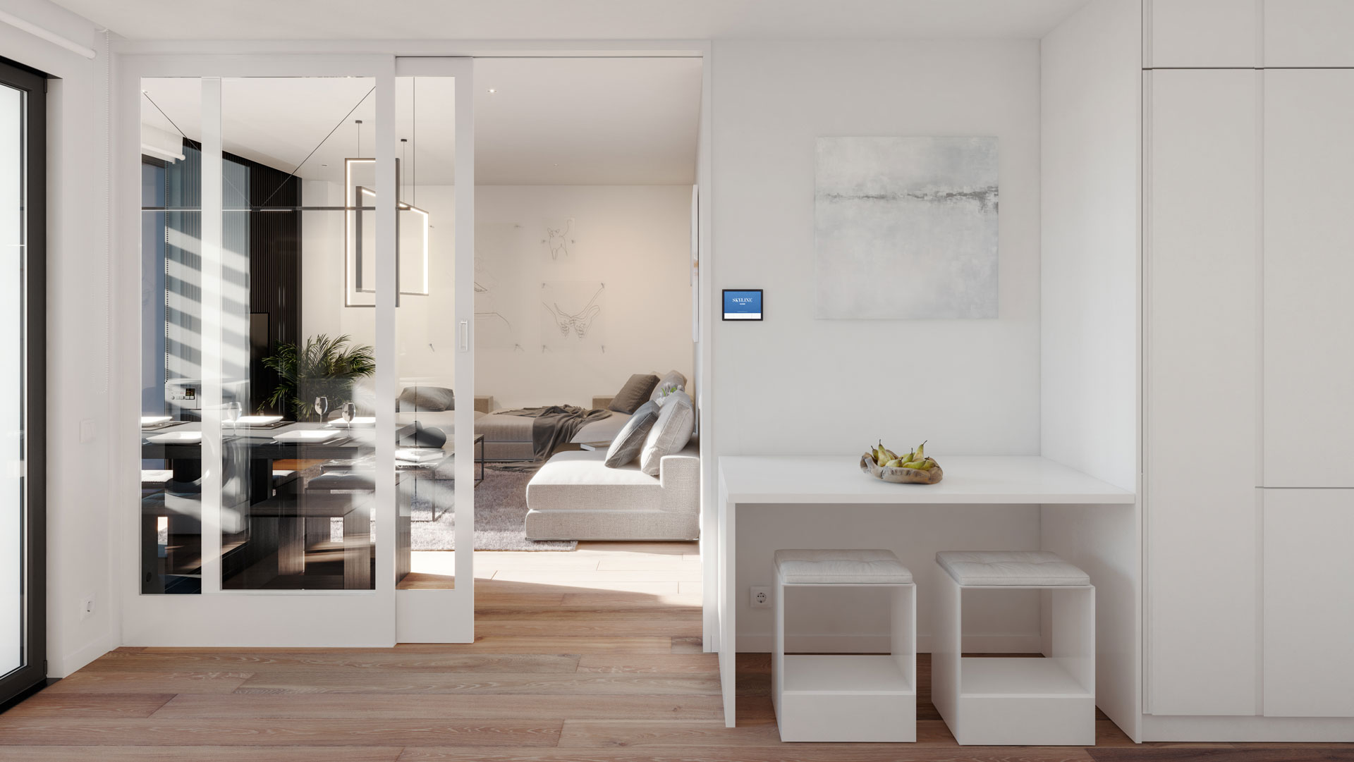 Cocina vivienda 3 dormitorios con puerta corredera separativa