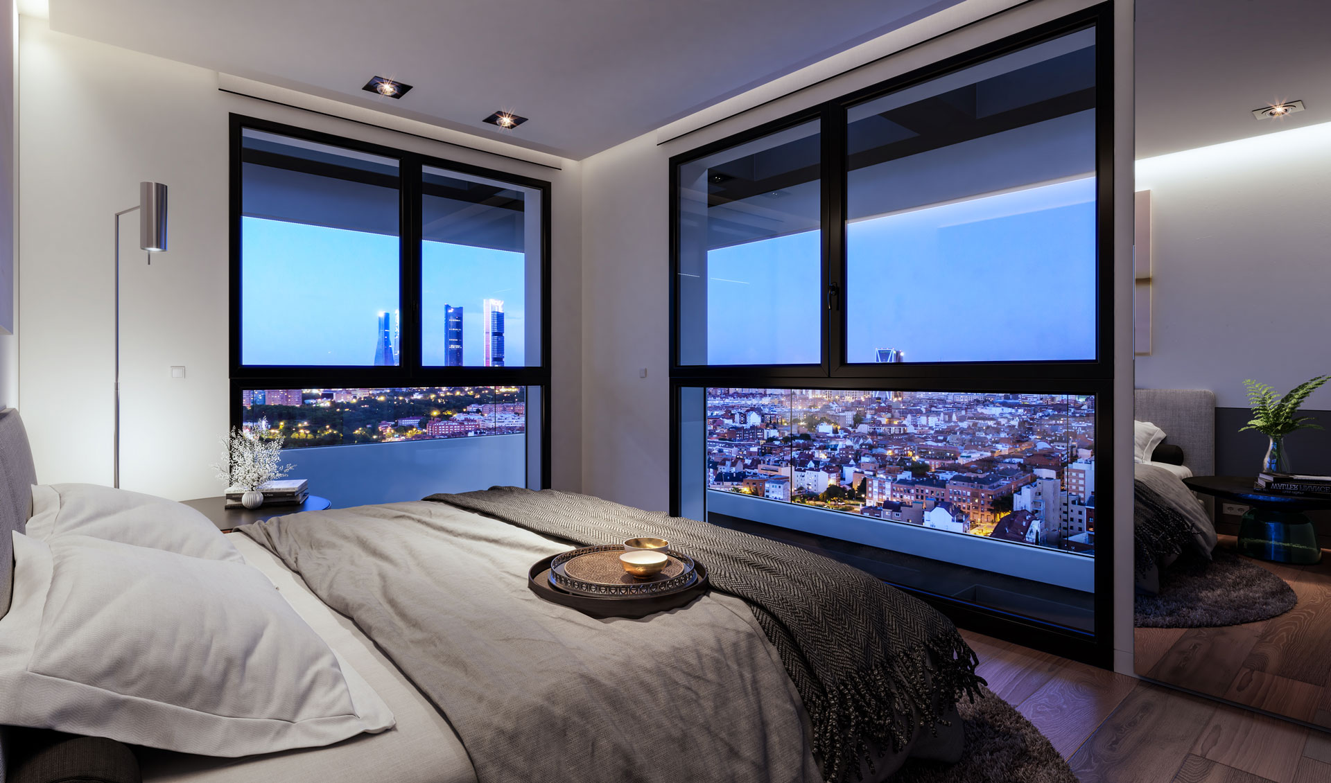 Master bedroom with views over the north of Madrid