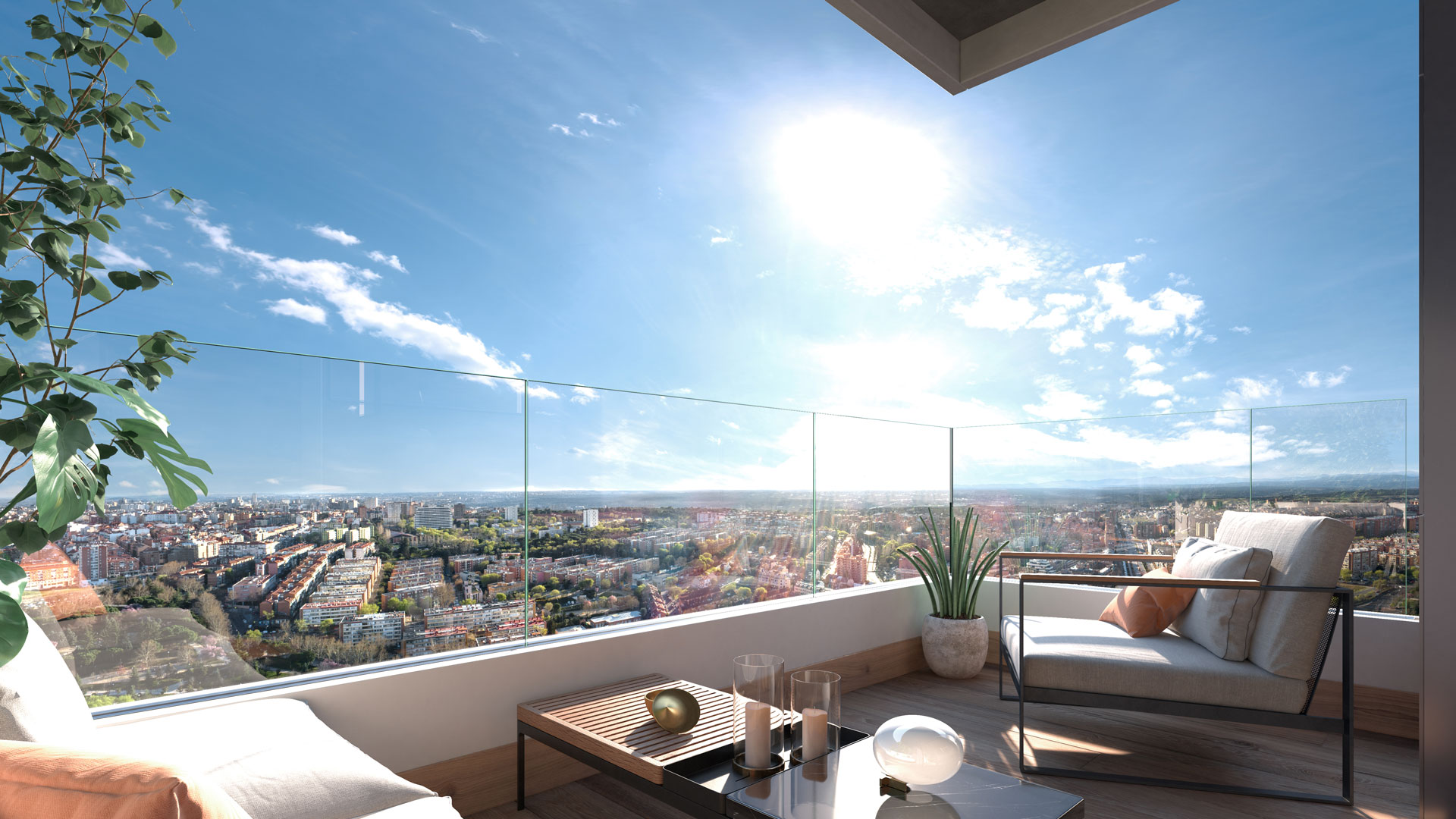 3-bedroom residence terrace with views towards the Dehesa de la Villa.